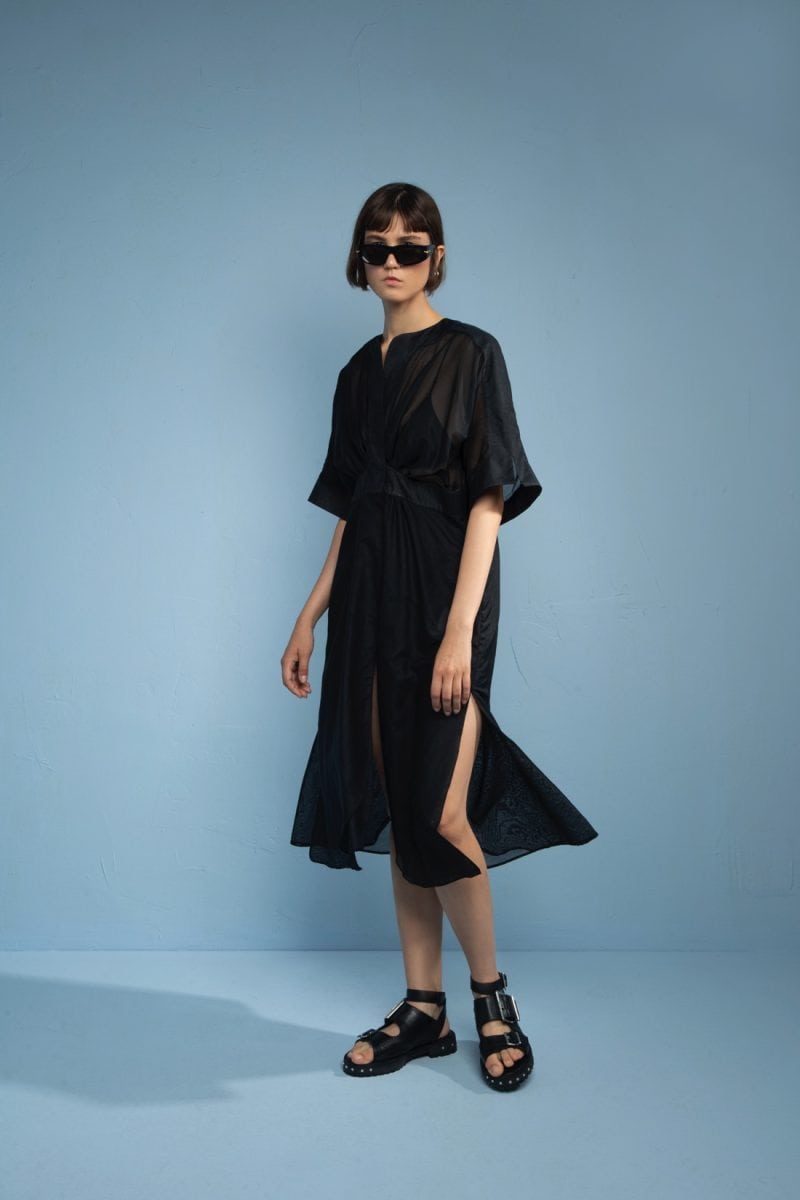 Lila-Eugenie Designer Black Luxury Fez Cover Up in Cotton Silk Voile for Women