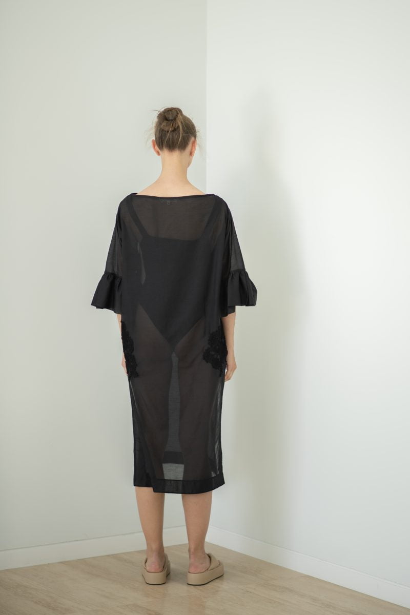 Designer Luxury Moon Kaftan in Cotton Silk Voile for Women