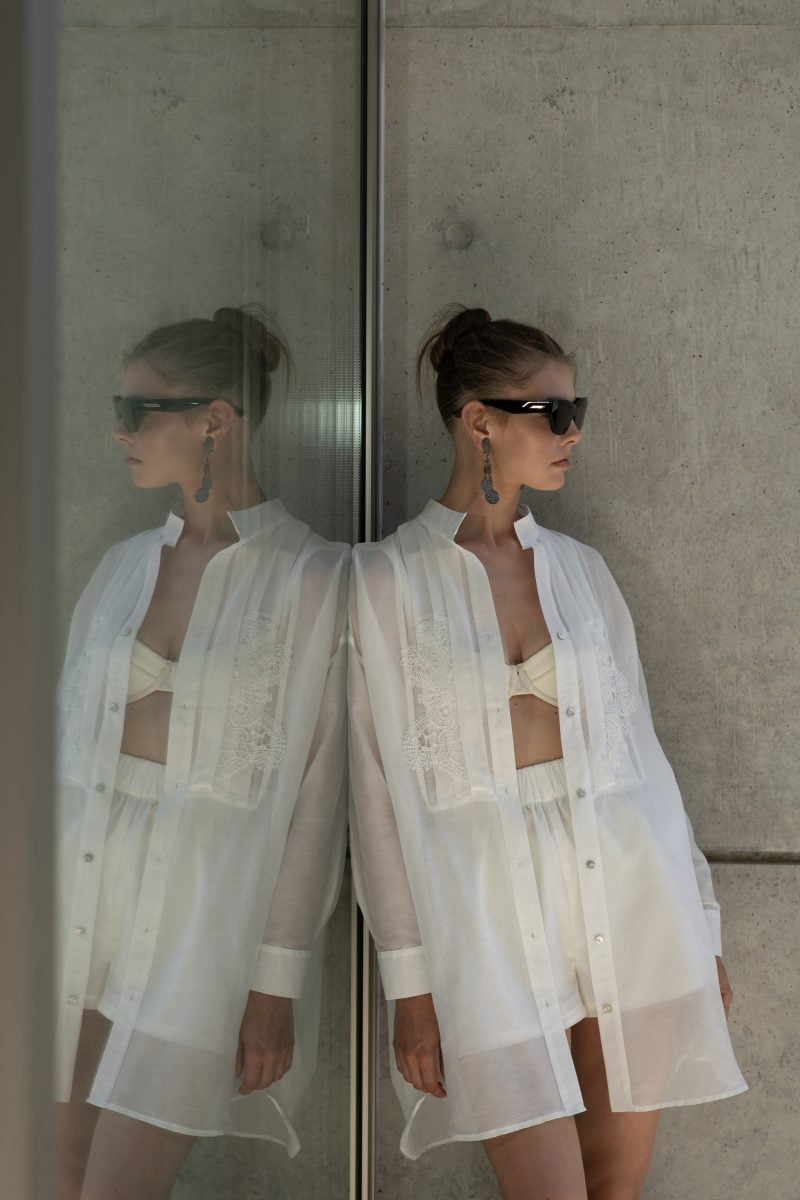 Designer Luxury Andy Shirtdress in Cotton Silk Voile for Women