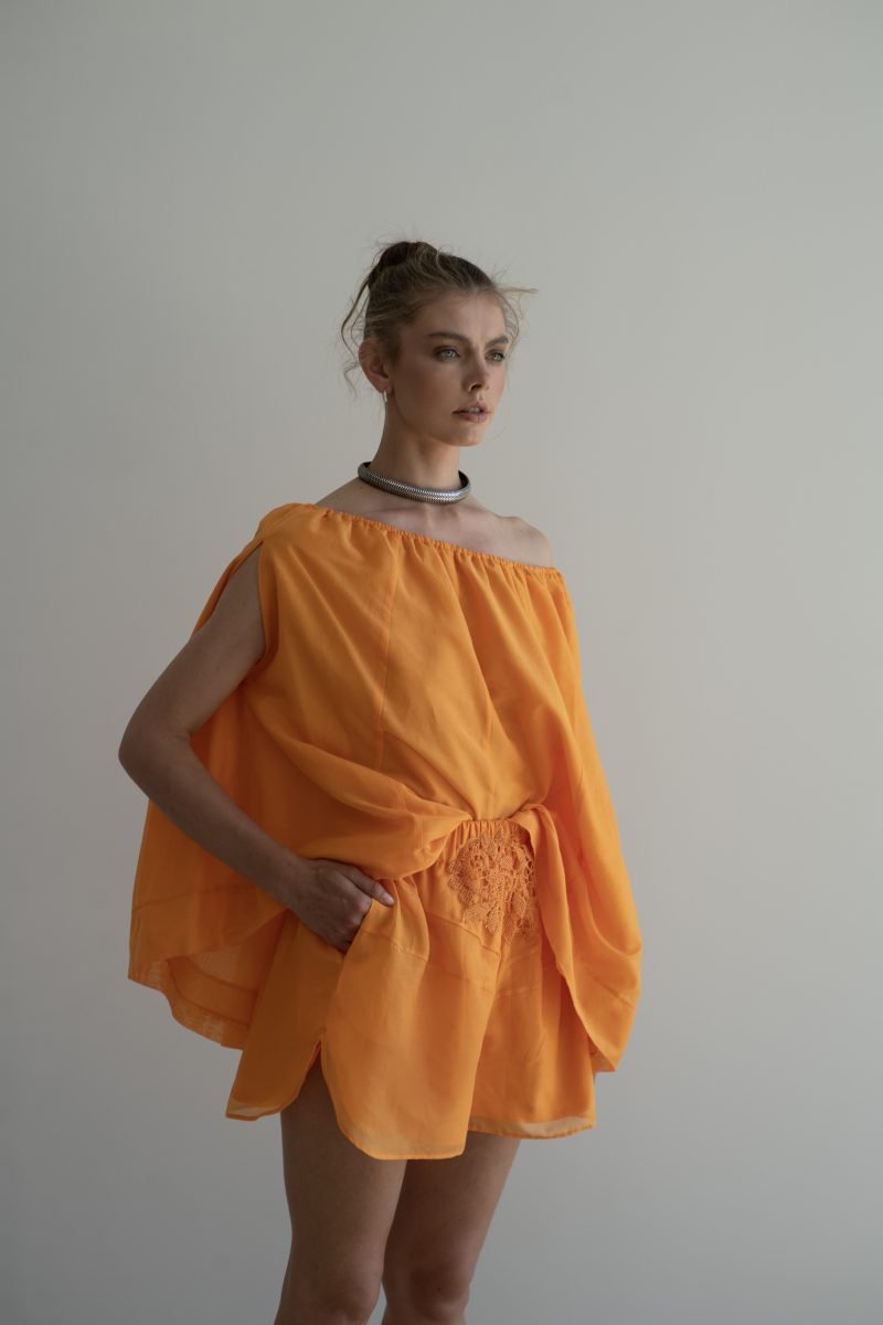 Designer Luxury Windy Blouse in Cotton Silk Voile for Women