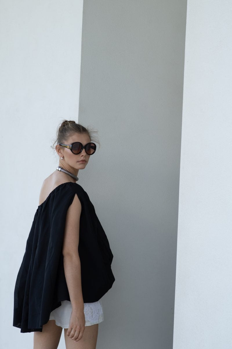 Designer Luxury Windy Blouse in Cotton Silk Voile for Women