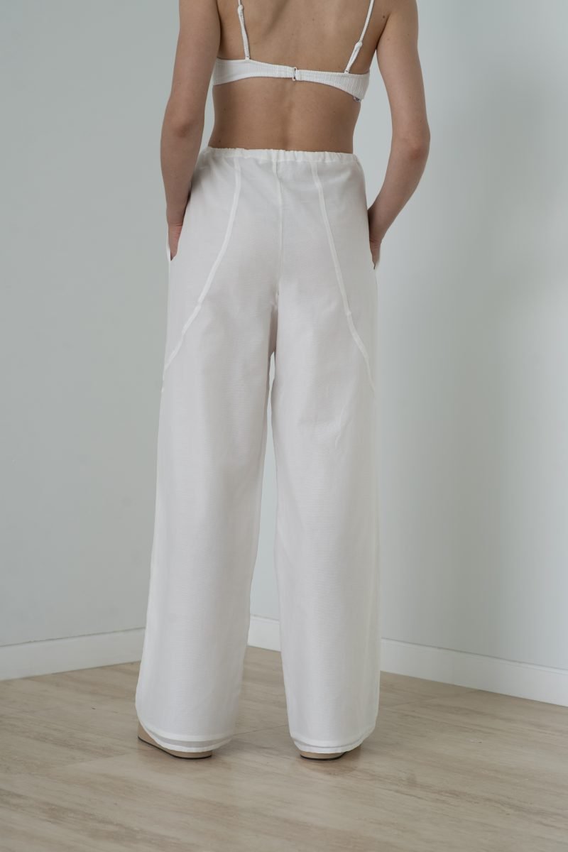 Designer Luxury Rainbow Trousers in Cotton Silk Voile for Women