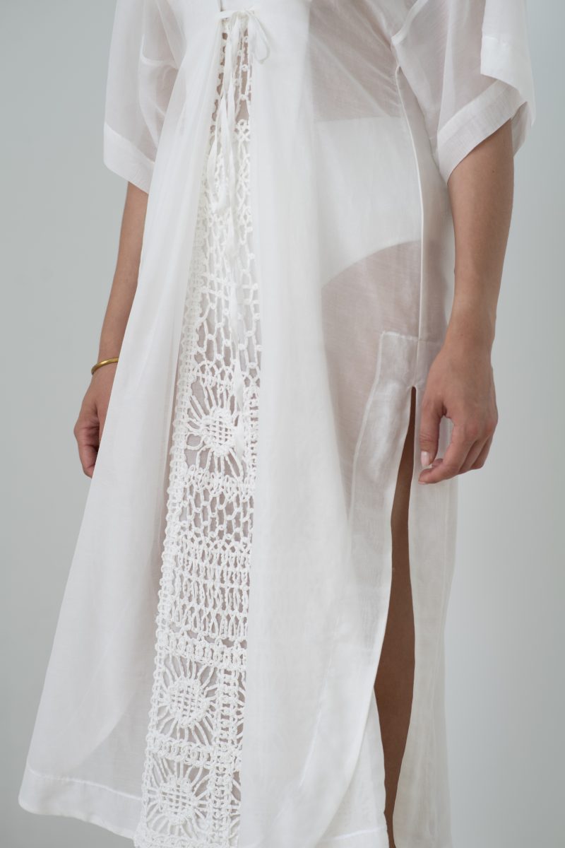 Eclipse Dress - A luxurious cotton-silk blend cover-up for the ultimate in resort-style featuring Italian lace.