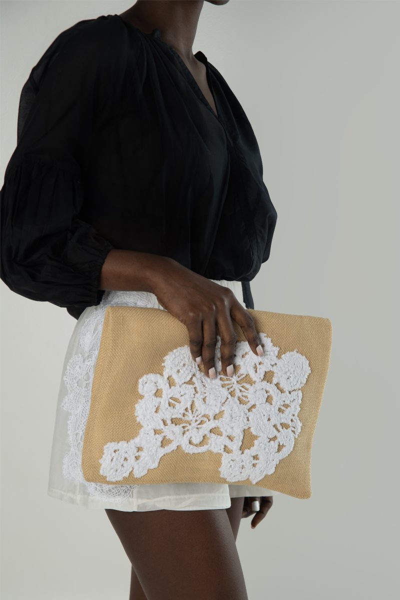 Lila-Eugenie’s Designer Beachwear Luxury Orchid Clutch Bag for Women