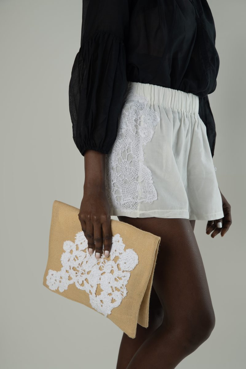 Lila-Eugenie’s Designer Beachwear Luxury Orchid Clutch Bag for Women