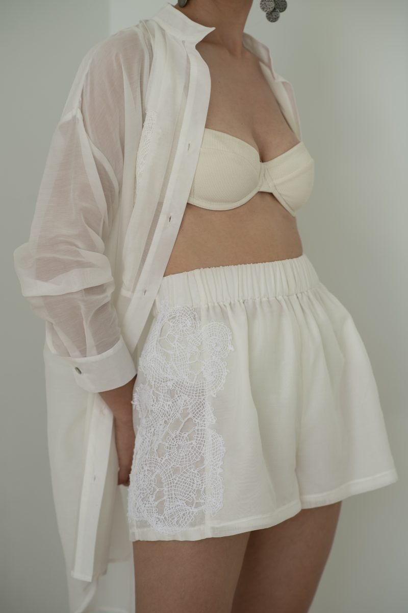 Designer Luxury Element Shorts in Cotton Silk Voile for Women