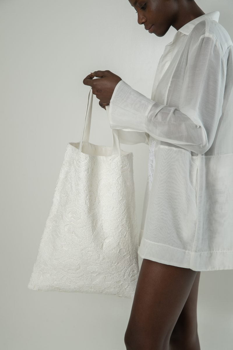 Lila-Eugenie’s Designer Beachwear Luxury Tulip Bag for Women | Ivory