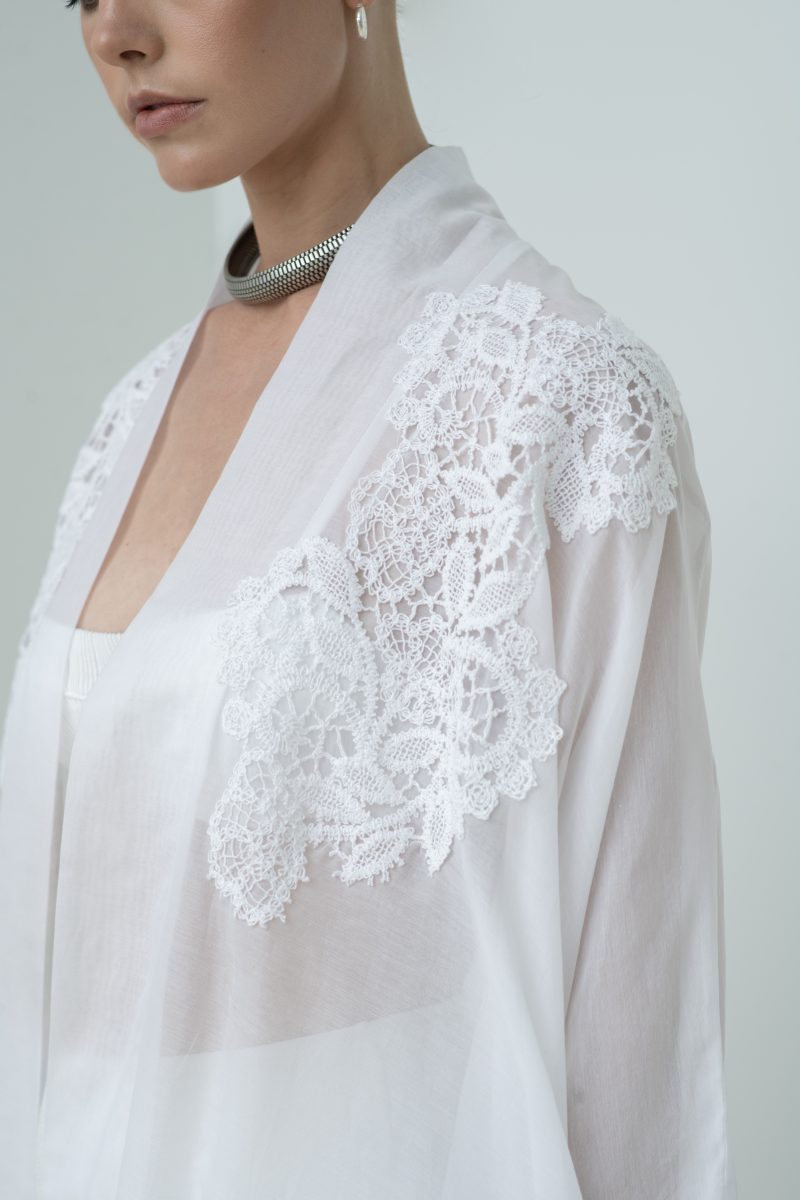 Designer Flame Kimono Dress in Cotton Silk Voile by Lila-Eugenie