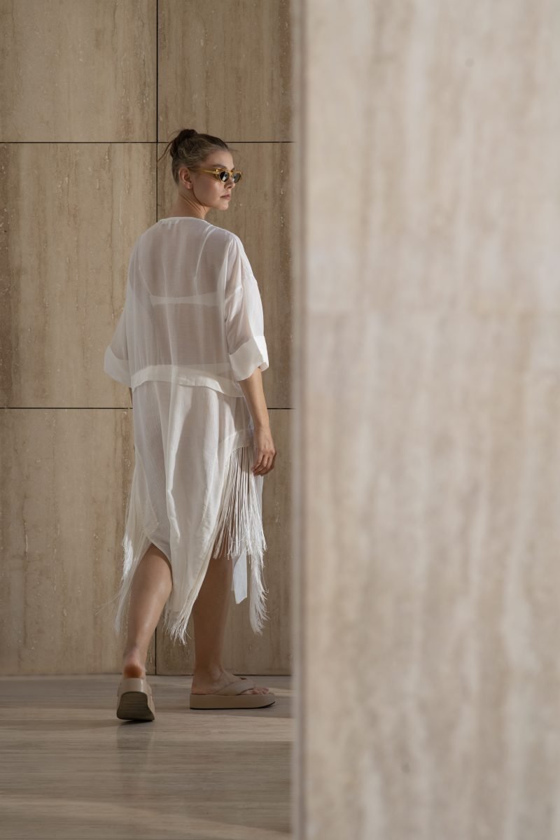 Designer Luxury Sunset Kaftan in Cotton Silk Voile for Women