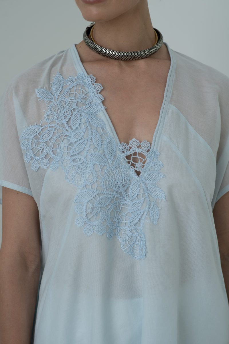 Designer Luxury Star Kaftan in Cotton Silk Voile for Women